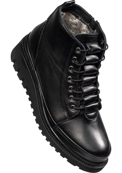 Kadın Fermuarlı Kürklü Hakiki Deri Bot