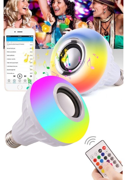 16 Renk Ayarlanabilir Bluetooth Bağlantılı Hoparlörlü Ampul Kumandalı Bağlantılı Ampul Yeni Nesil