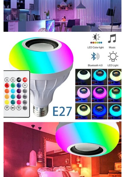 16 Renk Ayarlanabilir Bluetooth Bağlantılı Hoparlörlü Ampul Kumandalı Bağlantılı Ampul Yeni Nesil fiyatları