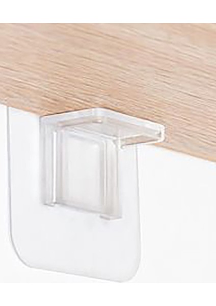 8li Yapışkanlı Şeffaf Raf Tutucu Aparat Raf Sabitleyici Askı 8 Adet