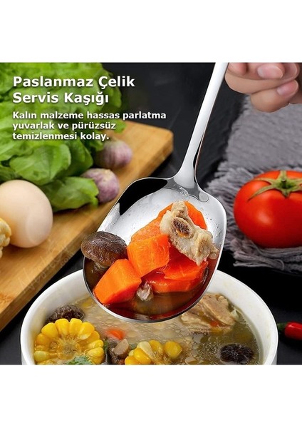 2 Adet Çelik Servis Sunum Kaşığı Paslanmaz