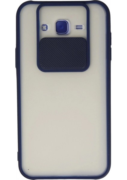 Samsung Galaxy J7 Kılıf Palm Buzlu Kamera Sürgülü Silikon - Lacivert (K95)