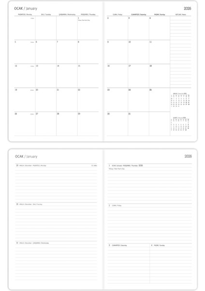 2026 Yılı B5 Haftalık Ajanda 17X24 cm - 12 Aylık Lila indirimleri