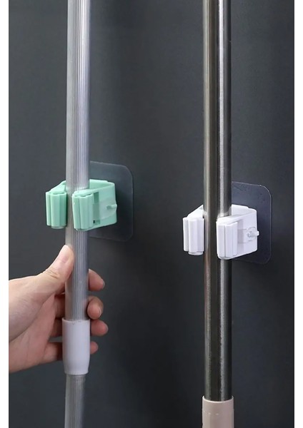 Yapışkanlı Pratik Mop Fırça Tutucu 4 Adet Poratif Banyo, Mutfak Askısı fırsatları