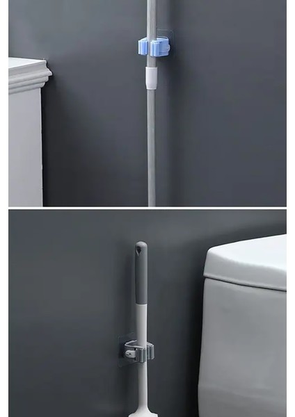 Yapışkanlı Pratik Mop Fırça Tutucu 4 Adet Poratif Banyo, Mutfak Askısı indirimleri
