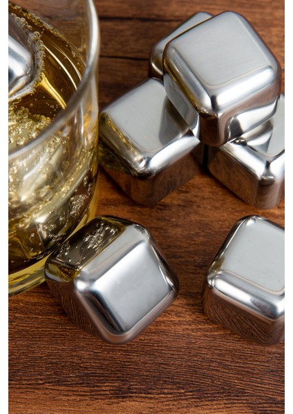 4'lü Çelik Metal Gold Kaplama Viski Taşı Soğutma Buz Küpü Pratik Buz Kalıbı fiyatları