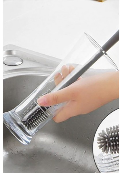 Pratik Mutfak Fırçası Uzun Saplı Silikon Bardak ve Kavanoz Yıkama Fırçası modelleri