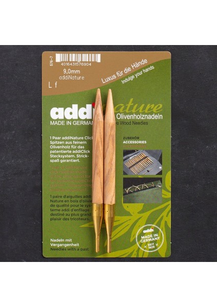 Addi Nature Olive Wood Click 9mm 13CM Misinalı Şiş