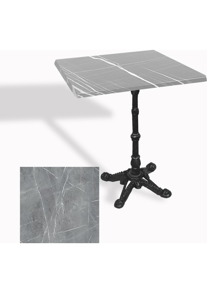Çipa 1002 Döküm Ayak Kare Masa 70X70 cm - (Werzalit, Wermodin ve Allzalit Tabla) - Light Temperado