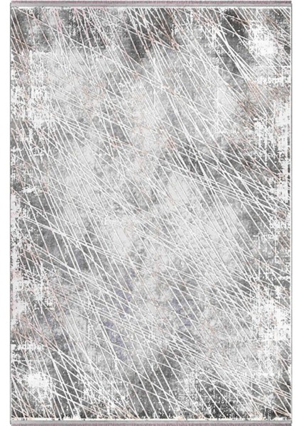 Elegance 1067 Gri Halı Antrasit Modern Klasik Desenli Viskon Doğal Iplik Bambu Halı Tozu Az Salon