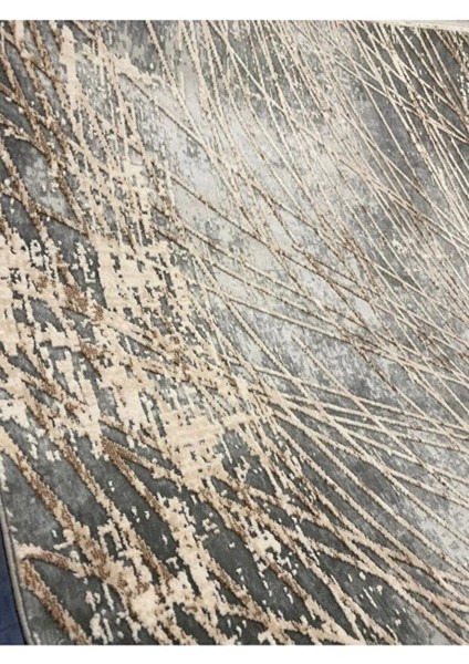 Elegance 1067 Gri Halı Antrasit Modern Klasik Desenli Viskon Doğal Iplik Bambu Halı Tozu Az Salon modelleri