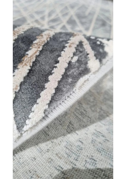 Elegance 1067 Gri Halı Antrasit Modern Klasik Desenli Viskon Doğal Iplik Bambu Halı Tozu Az Salon indirimleri