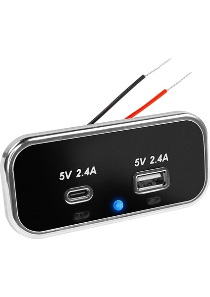 Type-C USB 2 Portlu Araç Şarj Soketi Adaptörü 12V-24V (Model 3)