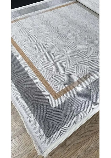 Elegance 1065 Krem Gri Halı Modern Klasik Desenli Viskon Doğal Iplik Bambu Halı Tozu Az Salon modelleri