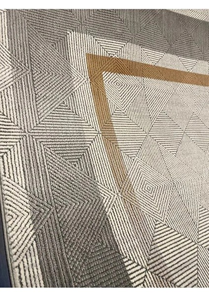 Elegance 1065 Krem Gri Halı Modern Klasik Desenli Viskon Doğal Iplik Bambu Halı Tozu Az Salon fırsatları