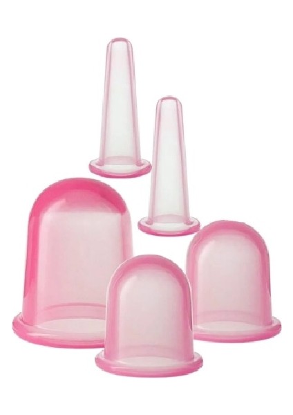 Hacamat Kupası Seti Silikon - 5li Set - Selülit Masaj Seti