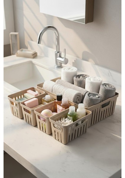 5 Parça Banyo Dolap Içi Düzenleyici Bej