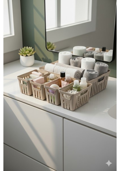 5 Parça Banyo Dolap Içi Düzenleyici Bej modelleri