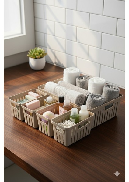 5 Parça Banyo Dolap Içi Düzenleyici Bej fırsatları