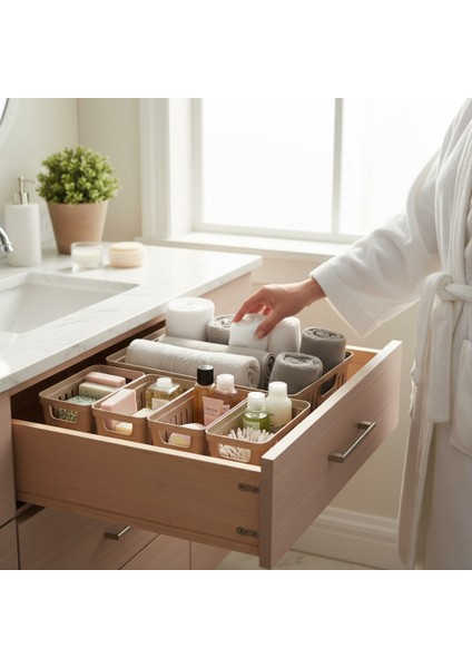 5 Parça Banyo Dolap Içi Düzenleyici Bej indirimleri