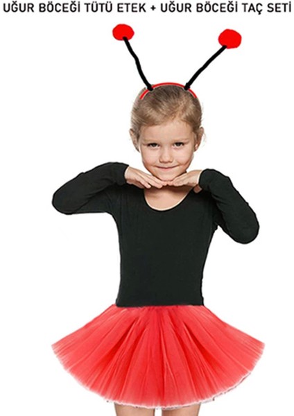 Gösteriler Için Kırmızı Uğur Böceği Tütü Etek ve Kırmızı Uğur Böceği Taç Seti fiyatları