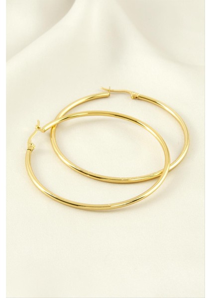 Halka Lüks Çelik Küpe 5,5 cm