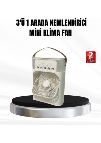 Bfs 3’ü 1 Arada Mini Klima Fan USB Şarjlı, 7 Renk Gece Lambalı ve Nemlendirici