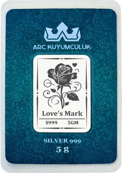 999 Ayar Gümüş ile Tasarlanmış Gül Temalı Hediyeye Özel 5 Gram Gümüş Külçesi-717