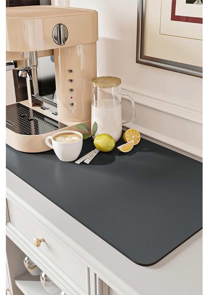 Mutfak Tezgah Üstü Bulaşık Kurutma Matı Tezgah Üstü Mikrofiber Bulaşıklık Su Emici Mat Siyah 35X50CM fiyatları