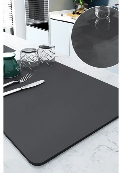 Mutfak Tezgah Üstü Bulaşık Kurutma Matı Tezgah Üstü Mikrofiber Bulaşıklık Su Emici Mat Siyah 35X50CM fırsatları