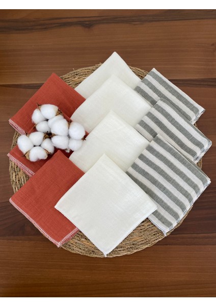 10'lu Müslin Bebek Ağız Mendili,ter Bezi %100 Pamuk 25X25 cm