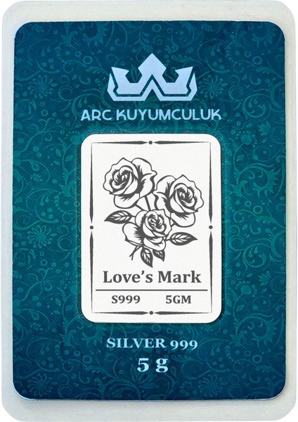 999 Ayar Gümüş ile Tasarlanmış Çiçek Temalı Sevgililer Günü İçin Hediyelik 5 Gram Gümüş Külçesi-718