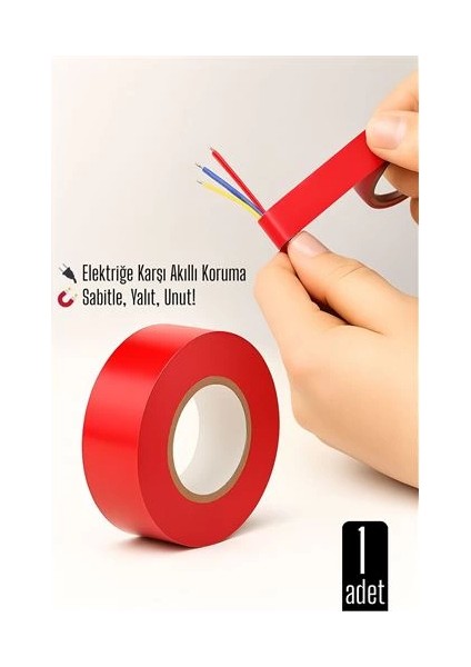 Kırmızı Elektrik Bandı – Yüksek Yalıtım Gücü, Kablo Sabitleme ve Elektrik Koruma Için