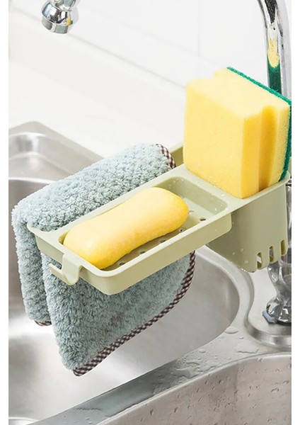 Musluğa Takılan Sünger Havlu Askılı Sabun Hazneli Mutfak Banyo Lavabo Düzenleyici Organizer indirimleri