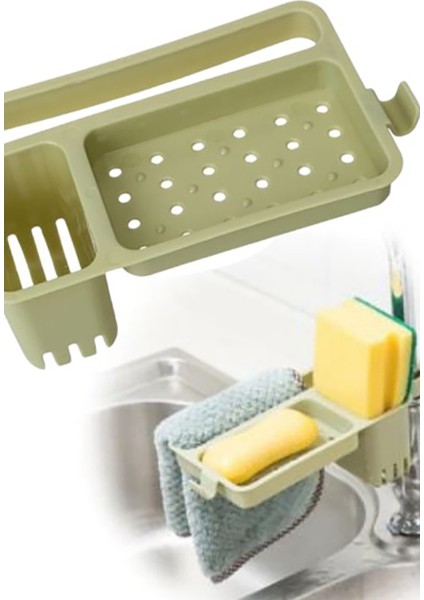 Musluğa Takılan Sünger Havlu Askılı Sabun Hazneli Mutfak Banyo Lavabo Düzenleyici Organizer