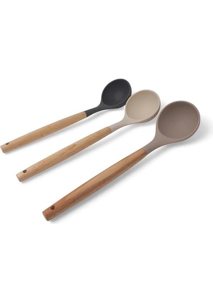 Bambu Saplı Silikon Kepçe, Bambu Uzun Silikon Çorba ve Sos Kepçesi 27CM 3 Renk Seçenekli fiyatları