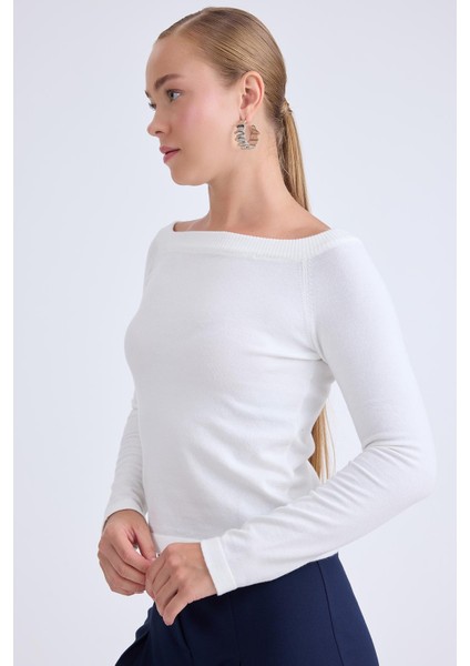 Kayık Yaka Uzun Kol Triko Bluz fiyatları