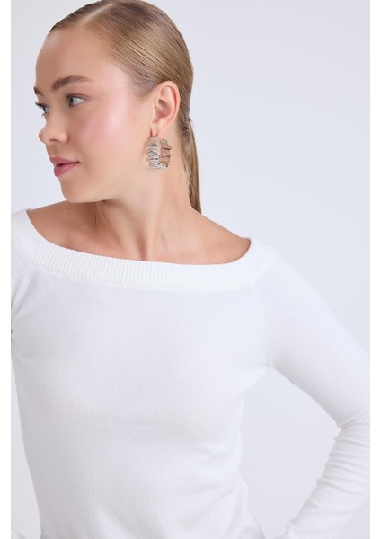 Kayık Yaka Uzun Kol Triko Bluz modelleri