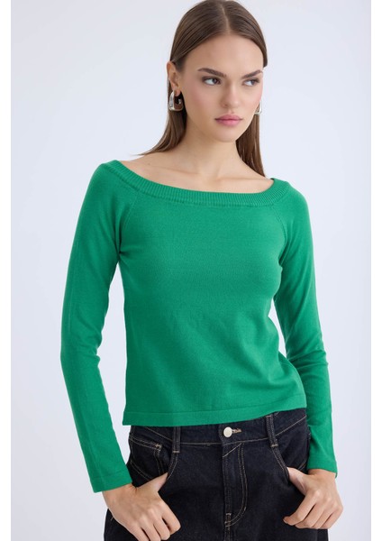 Kayık Yaka Uzun Kol Triko Bluz modelleri