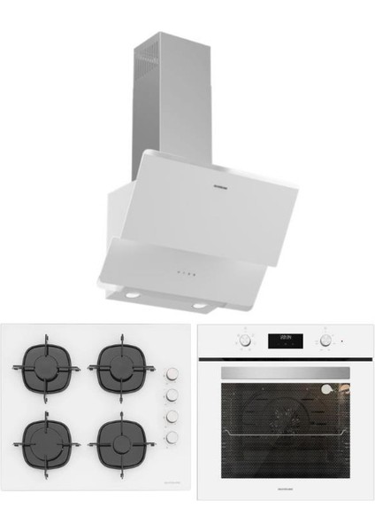 Beyaz Ankastre Set (CS5700E6W01 OCAK/S2-BO6502W02 FIRIN/3490 Oslo Davlumbaz)