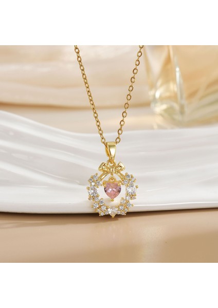 Yeni Bakır Kaplama Mikro-Set Zirkon Metin Tasarımı Moda Basit ve Çok Yönlü Kolye Ucu Kolye (Yurt Dışından)