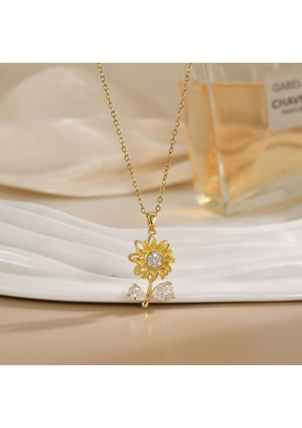 Yeni Kıdemli Işık Duygusu Lüks Mikro Set Zirkonya Bakır 18 Ayar Altın Kaplama Kolye Kolye Köprücük Kemiği Zinciri Takı ile Kadın Moda (Yurt Dışından)