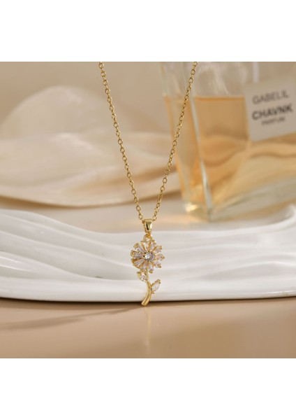 Yeni Kıdemli Işık Duygusu Lüks Mikro Set Zirkonya Bakır 18 Ayar Altın Kaplama Kolye Kolye Köprücük Kemiği Zinciri Takı ile Kadın Moda (Yurt Dışından)