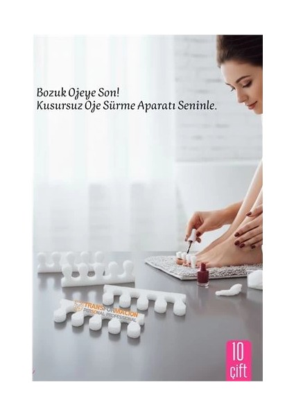 Bfs 10 Çift Oje Sürme Aparat - Parmak Ayırıcı Sünger Esnek Ayak Aparatı