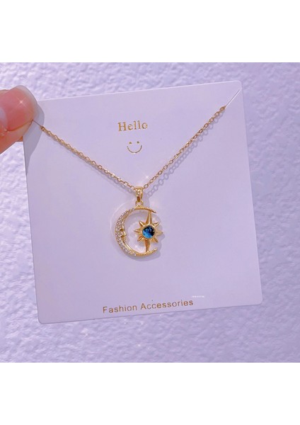 Yeni Bakır Kaplama Gerçek Altın Australopithecine Sıcaklığa Duyarlı Güneş Ay Kolye Mikro Set Zirkonya Titanyum Çelik Kolye (Yurt Dışından)