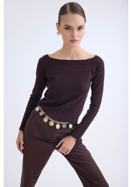 Kayık Yaka Uzun Kol Triko Bluz modelleri