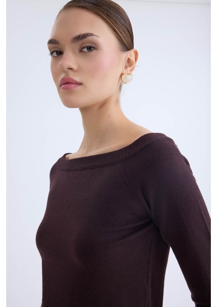 Kayık Yaka Uzun Kol Triko Bluz fırsatları