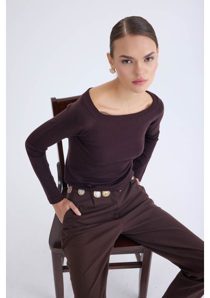 Kayık Yaka Uzun Kol Triko Bluz indirimleri