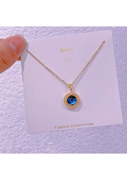 Yeni Bakır Kaplama Gerçek Altın Australopithecine Sıcaklığa Duyarlı Güneş Ay Kolye Mikro Set Zirkonya Titanyum Çelik Kolye (Yurt Dışından)