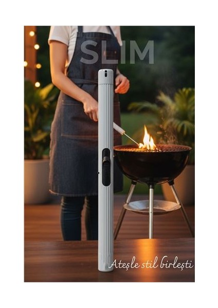 Slim Çakmak - Barbekü, Pipo ve Mutfak Kullanımı Için 21 cm Uzunlukta Gazlı Mangal Çakmağı